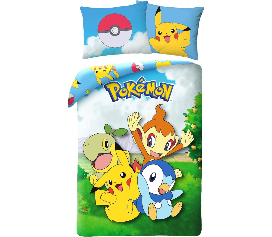 copy of Set Letto POKEMON PIKACHU Che Urla Pokeball COPRIPIUMINO Reversibile 140x200 Federa 70x90 Originale COTONE Bulbasaur
