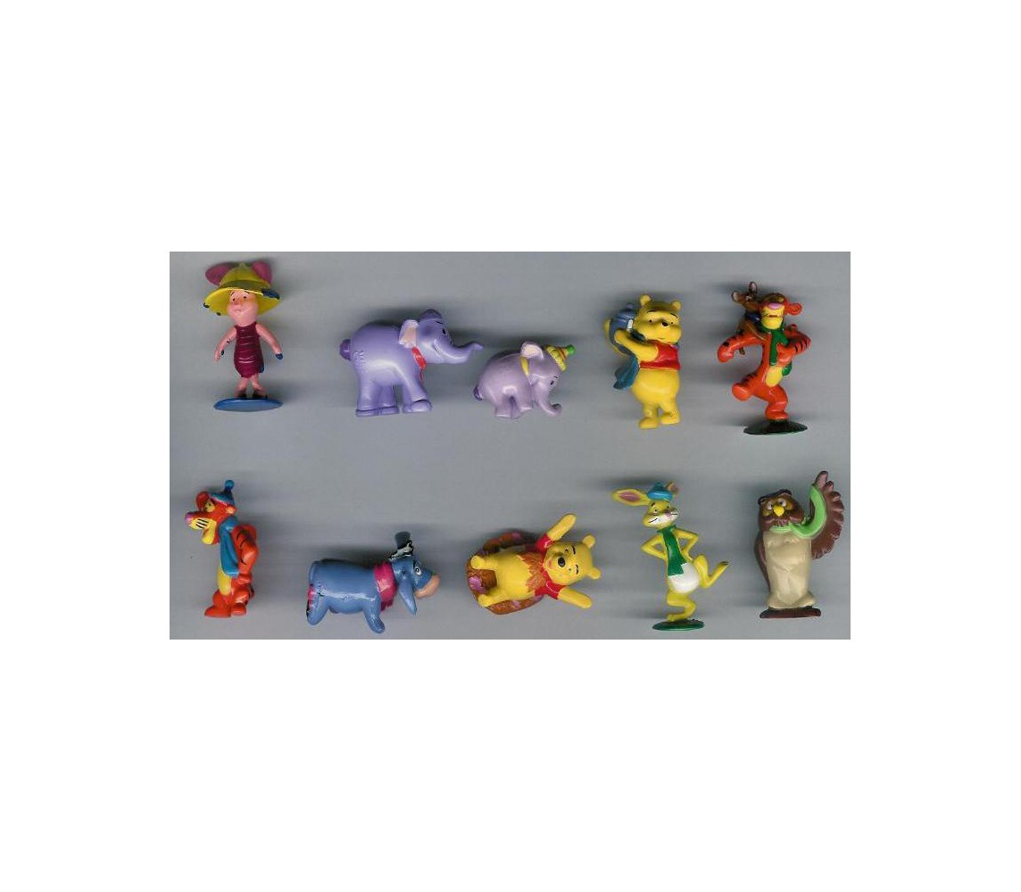 RARO Set Completo 10 Mini Figure 3cm WINNIE THE POOH 2007 DISNEY ZAINI