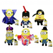 MINIONS MOVIE Set 6 Plushies MINION DRESSED 15cm Kevin Bob Stuart KING VAMPIRE HIPPY PIRATE