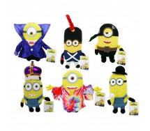 MINIONS MOVIE Set 6 Peluche MINION VESTITI 15cm Kevin Bob Stuart RE VAMPIRO HIPPY etc.