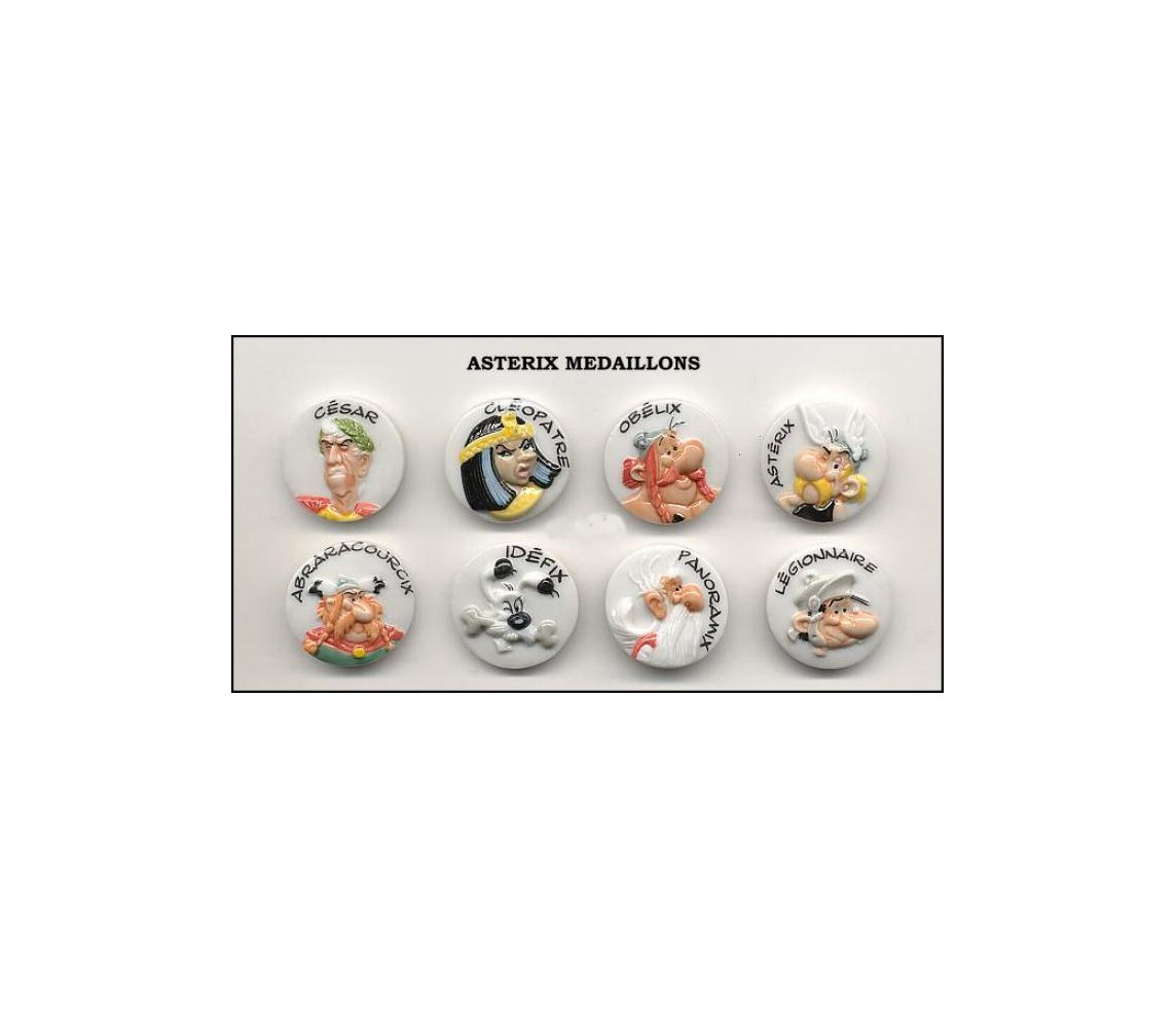 ASTERIX OBELIX IDEFIX Set 8 Mini MEDALS MEDALLIONS 3cm Porcelain FEVES