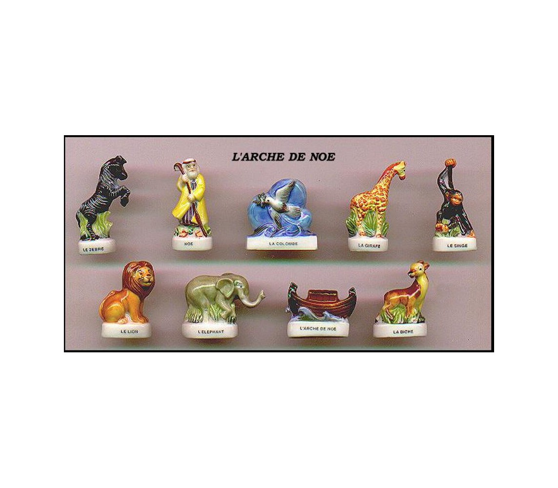 NOHA's ARK ANIMALS Rare Set 9 FIGURES Miniatures 3cm Porcelain FEVES France