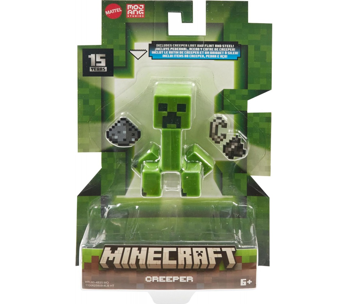 MINECRAFT mc CREEPER Action Figure 7cm Pixelated Design Original MATTEL HTL80