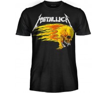 METALLICA Adult T-Shirt Black FLAMING SKULL Original ROCK MUSIC OFFICIAL Licensed