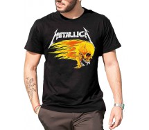 METALLICA Adult T-Shirt Black FLAMING SKULL Original ROCK MUSIC OFFICIAL Licensed