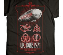 LED ZEPPELIN Adult T-Shirt Black UK Tour 1971 Original ROCK MUSIC OFFICIAL Licensed
