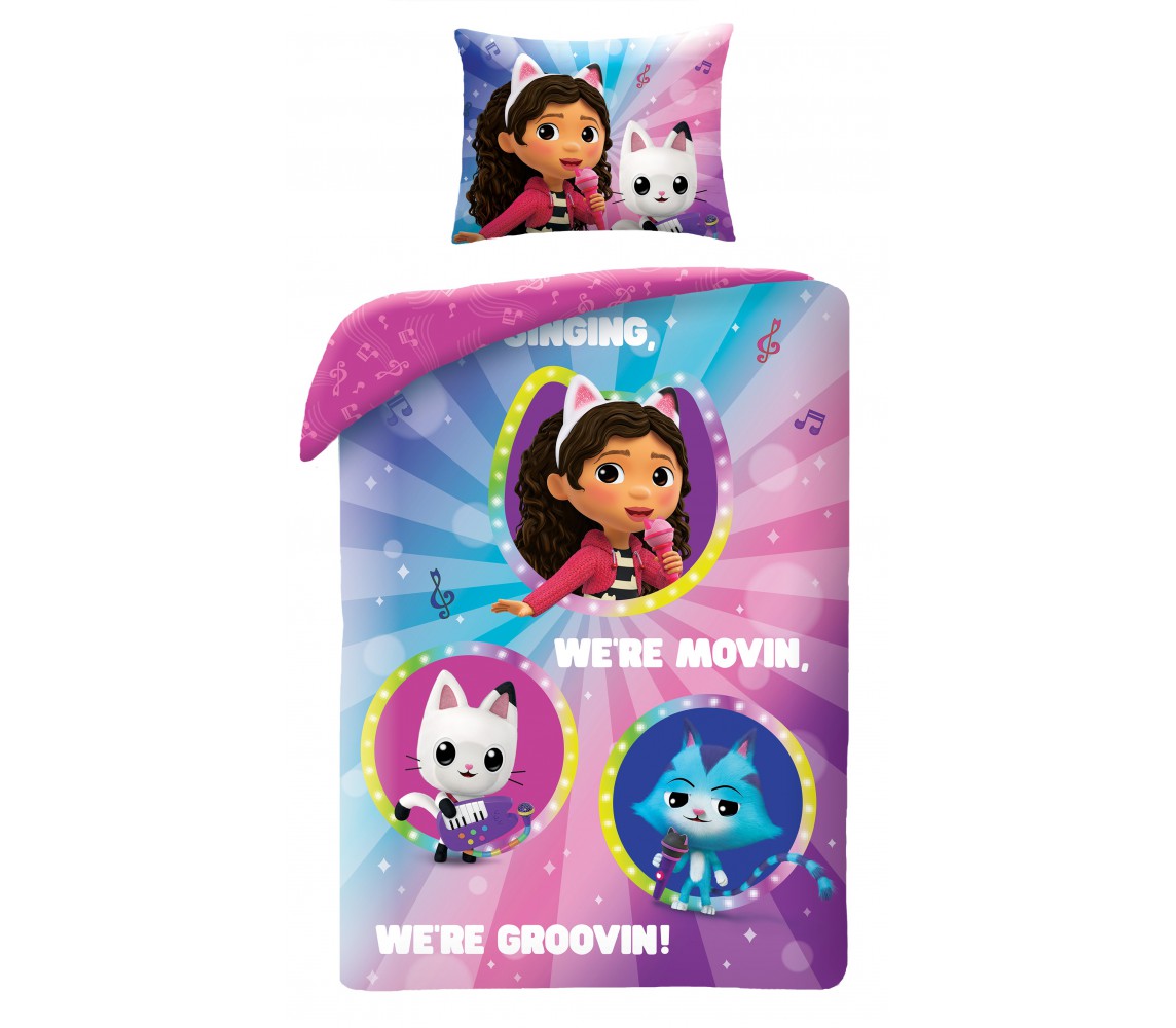 GABBY DOLLHOUSE PARTY MUSIC CATS Gabby's Duvet Cover 140x200cm 100% POLYESTER