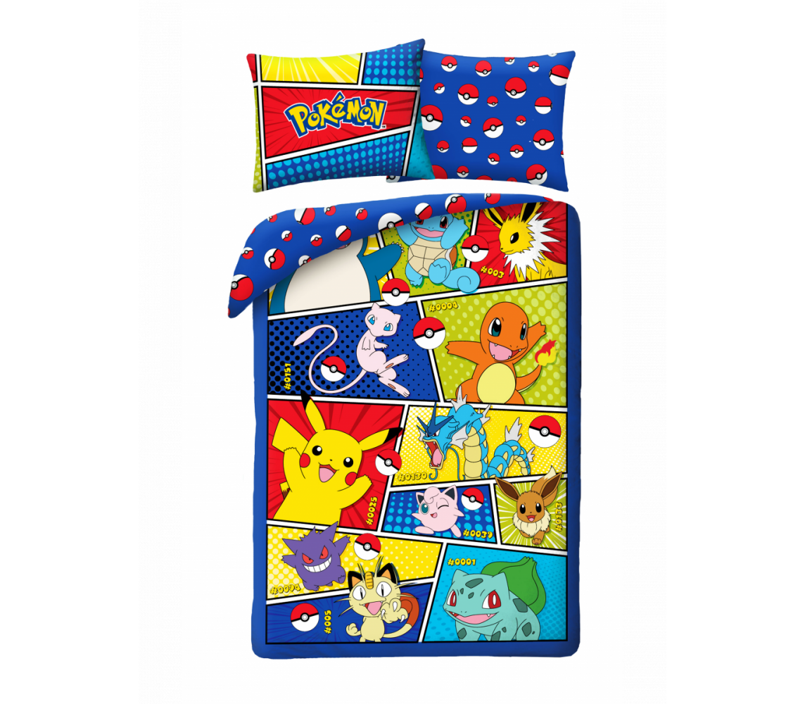 copy of Set Letto POKEMON PIKACHU Che Urla Pokeball COPRIPIUMINO Reversibile 140x200 Federa 70x90 Originale COTONE Bulbasaur