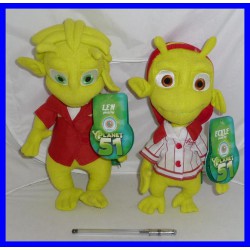 SET Coppia 2 Peluche PLANET 51 Alieni LEM ECKLE 30cm Originali