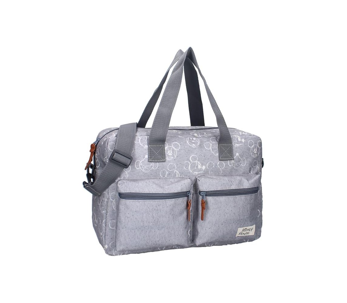 TOPOLINO Mickey Mouse BORSA GRIGIO CHIARO 40x28x16cm PORTA CAMBIO PANNOLINI etc. ORIGINALE Disney