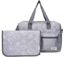 TOPOLINO Mickey Mouse BORSA GRIGIO CHIARO 40x28x16cm PORTA CAMBIO PANNOLINI etc. ORIGINALE Disney