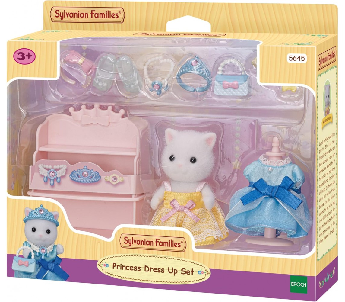 SYLVANIAN FAMILIES Persian Cat Girl with PRINCESS DRESS UP SET Epoch 5645