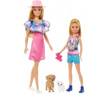 BARBIE STACIE RESCUE Box Pack 2 Dolls with 2 Pets DOG and CAT Mattel HRM09