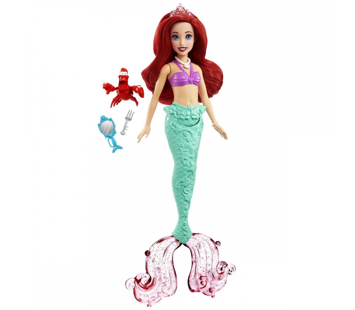 BROKEN PACKAGE ARIEL Mermaid DOLL Disney Princess with Sebastian 28cm Original MATTEL HLW35