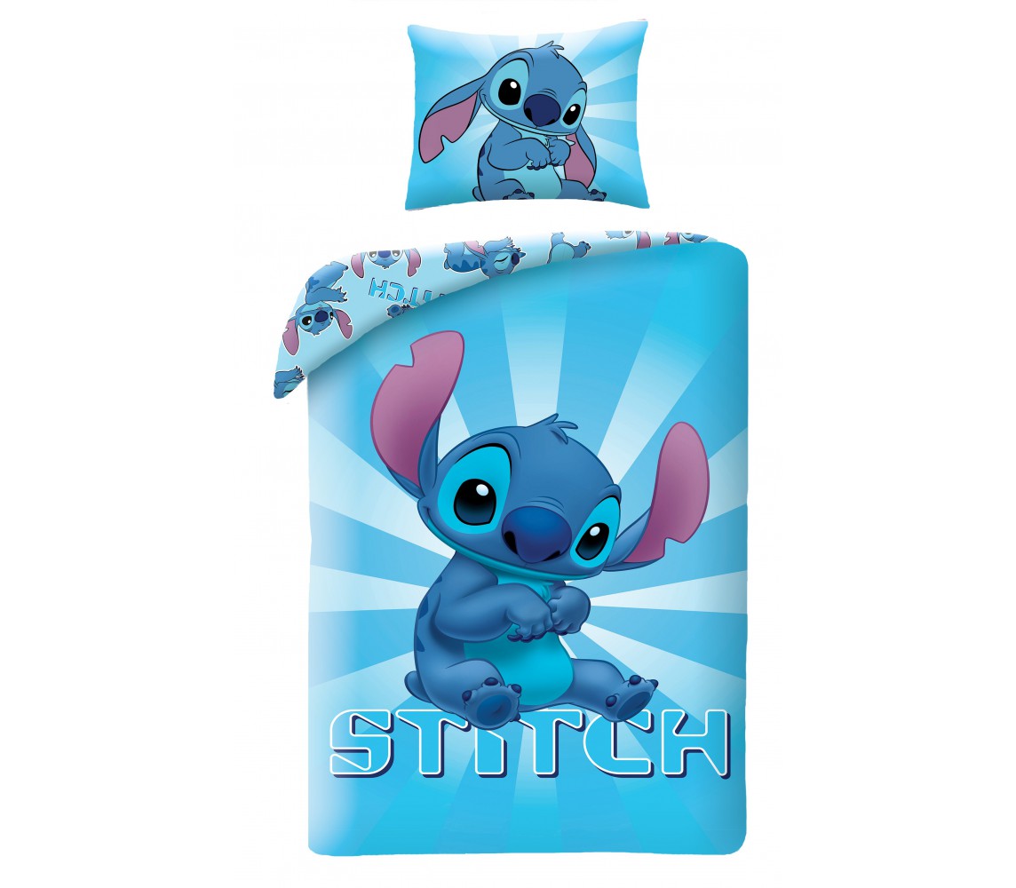Disney LILO e STITCH Single Bed Set Blue with Stitch  DUVET COVER 140x200cm Cotton OFFICIAL 3618