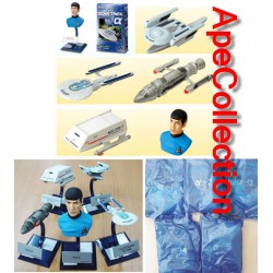 STAR TREK Rare SET 5 Trading Figures ALFA BLUE Futura Japan ENTERPRISE Excelsior Phoenix SPOCK