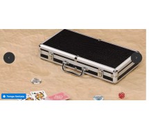 POKER Valigetta Portafiches Alluminio NERA con 300 Fiches + 2 Mazzi + 5 Dadi DAL NEGRO 02589