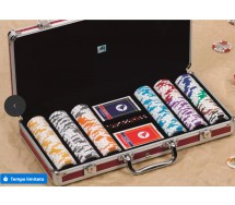 POKER Valigetta Portafiches Alluminio NERA con 300 Fiches + 2 Mazzi + 5 Dadi DAL NEGRO 02589