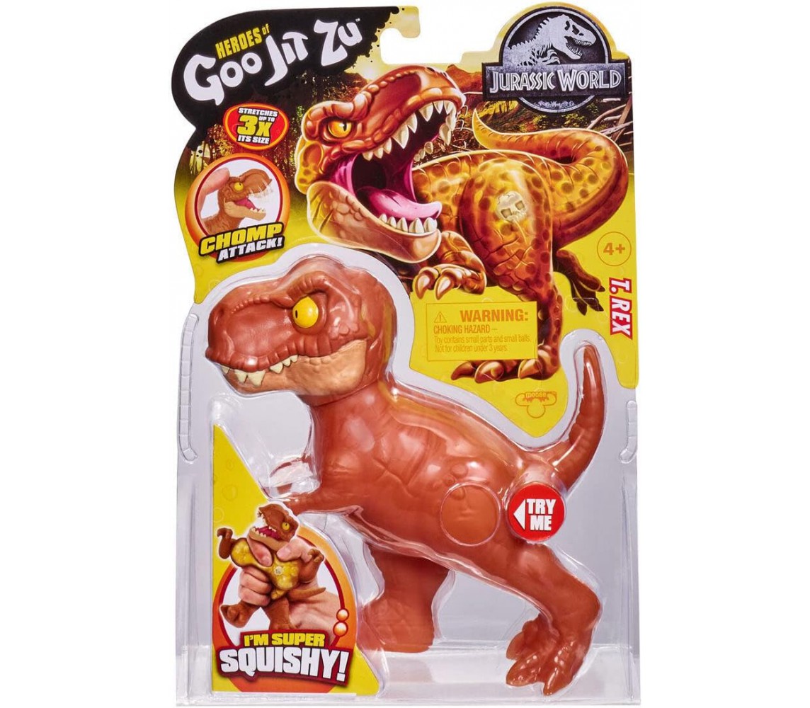 JURASSIC WORLD T-REX FIGURE 15cm SUPER SQUISHY Chomp Attack Soft Heroes Goo Jit Zu