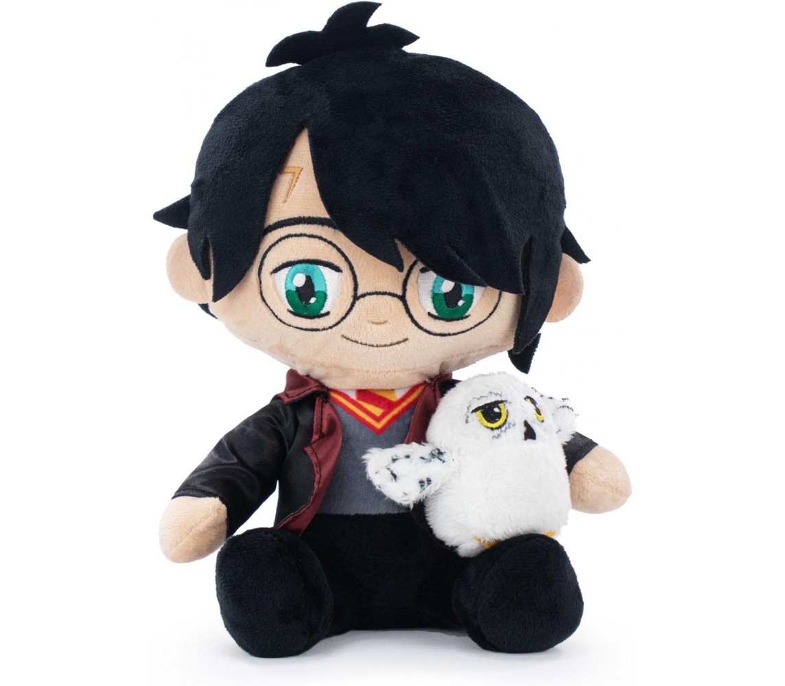 PLUSH 25cm HARRY POTTER sitting WITH HEDWIG Owl ORIGINAL Warner Bros PlayByPlay