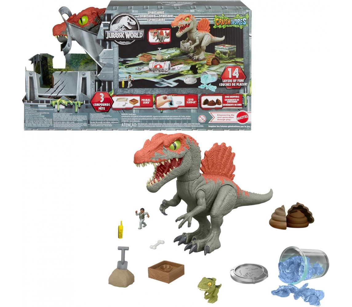 Jurassic World Spinosaurus SET big Playset Cage Crasher Mattel HTP71