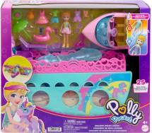 POLLY POCKET Playset Portable Boat Playset with Water Play & Color-Change Accessories, Unicorn Dream Cruise MATTEL HWP26