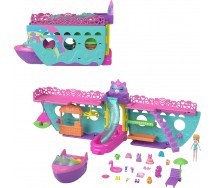 POLLY POCKET Playset Portable Boat Playset with Water Play & Color-Change Accessories, Unicorn Dream Cruise MATTEL HWP26