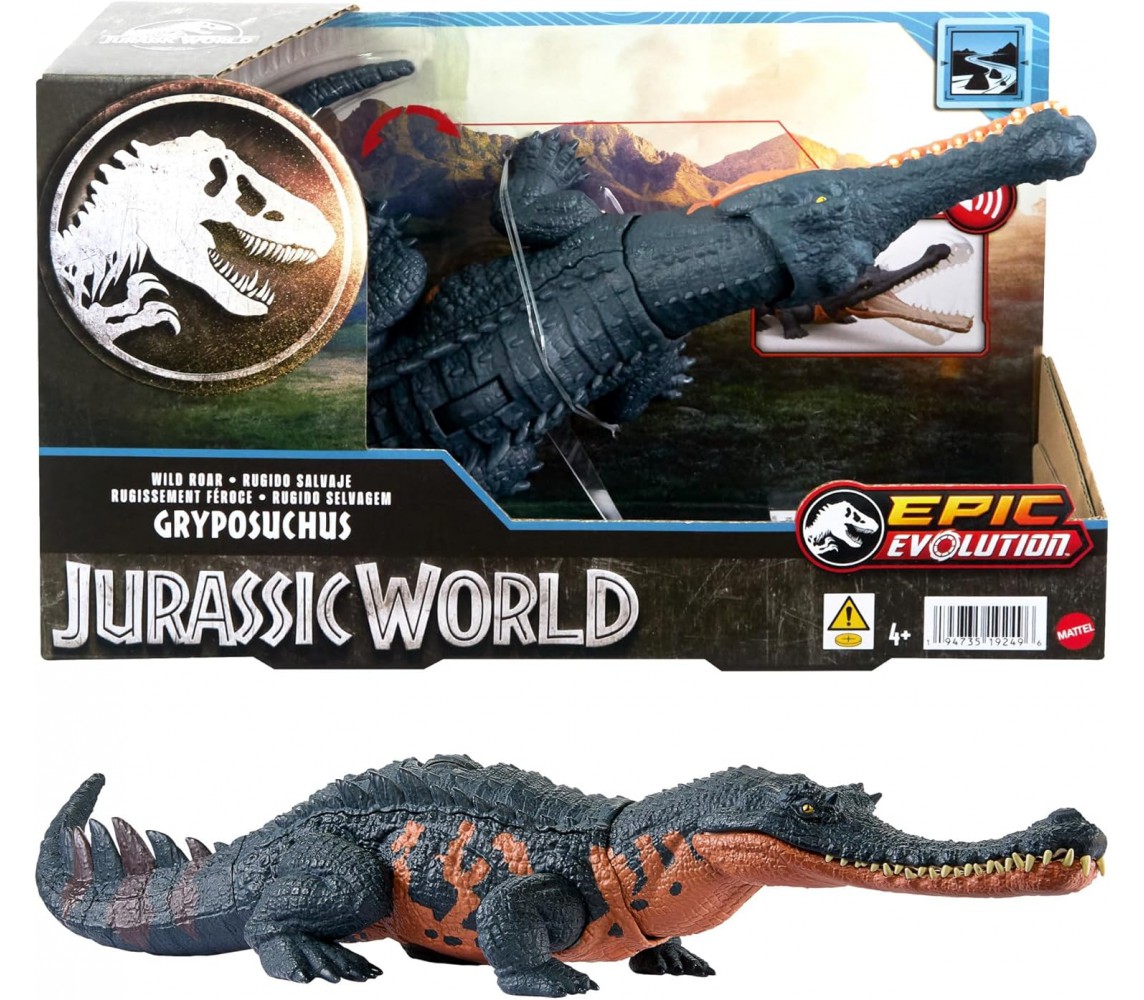 Jurassic World Wild Roar Gryposuchus Dinosaur Playset Wilde Roar Mattel HTK71