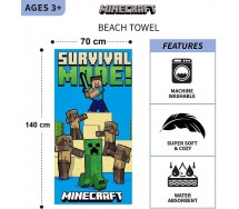 MINECRAFT SURVIVAL MODE Telo Mare Spaggia 70x140cm ORIGINALE Ufficiale CORIEX