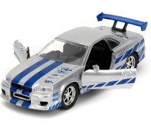 FAST and FURIOUS Car Model Brian NISSAN SKYLINE GT-R R34 Silver and Blue 1:32 Original JADA Toys