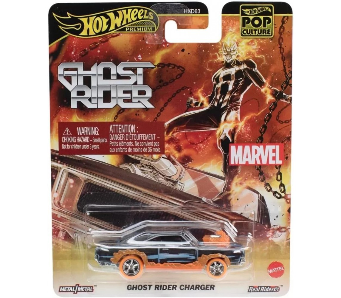 GHOST RIDER CHARGER Car Model DieCast MARVEL Scale 1/64 8cm Hot Wheels Pop Culture JBL81