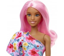 Bambola BARBIE Fashionistas Bambola con Protesi Capelli Rosa Abito Floreale Serie BARBIE Fashionistas GHBV21 Mattel