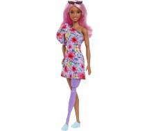 Bambola BARBIE Fashionistas Bambola con Protesi Capelli Rosa Abito Floreale Serie BARBIE Fashionistas GHBV21 Mattel