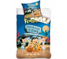 Set Letto FLINTSTONES Bedrock Bowl Fred Wilma Originale COPRIPIUMINO 160x200cm e FEDERA 70x80cm 100% Cotone