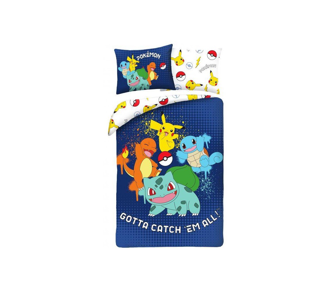 Bed Set POKEMON GOTTA CATCH EM ALL PIKACHU CHARMANDER Polyester DUVET COVER 140x200
