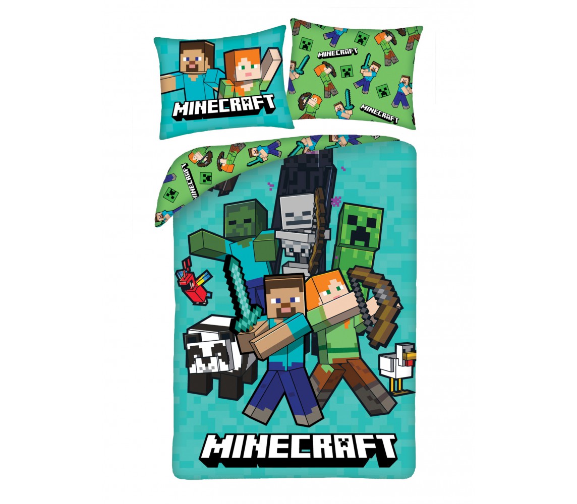 Bed Set MINECRAFT STEVE ALEX CREEPER PANDA Polyester DUVET COVER 140x200