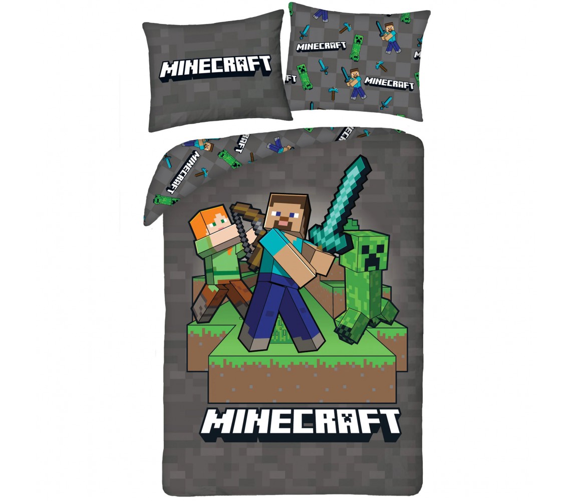 Bed Set MINECRAFT ALEX STEVE SWORD Polyester DUVET COVER 140x200 MNC-742BL