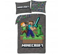 Set Letto MINECRAFT Copripiumino 140x200cm Federa ALEX STEVE SPADA MNC-742BL