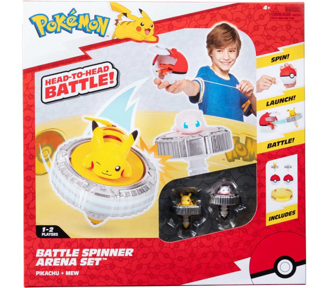 POKEMON BATTLE SPINNER ARENA SET with 2 spinners PIKACHU and MEW PKW4403