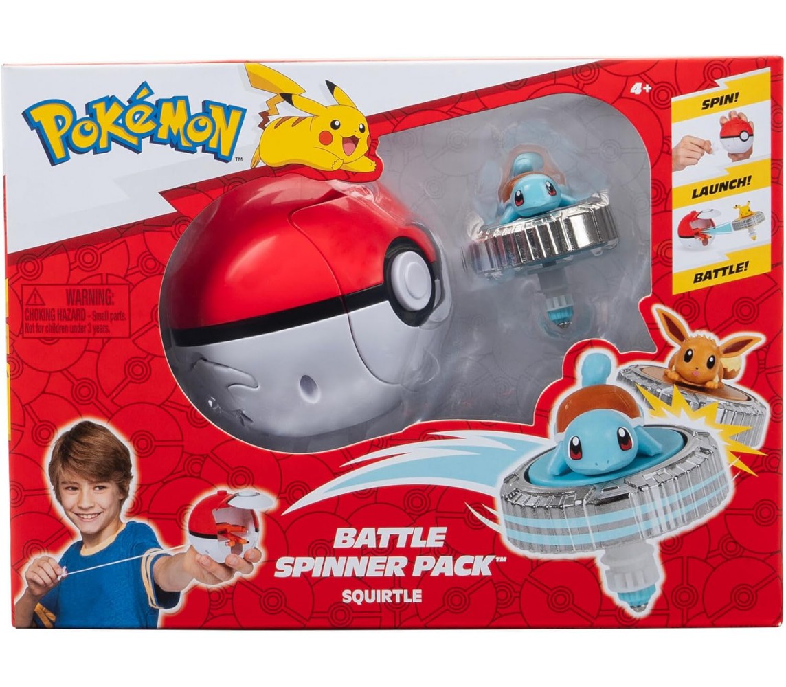 POKEMON BATTLE SPINNER Pack with 1 POKÉBALL LAUNCHER and 1 spinner SQUIRTLE PKW4400