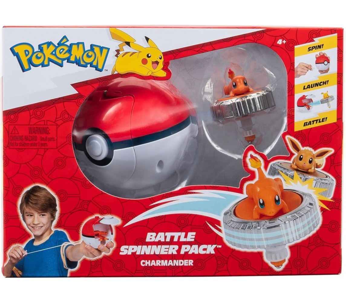 POKEMON BATTLE SPINNER Pack with 1 POKÉBALL LAUNCHER and 1 spinner EEVEE PKW4399