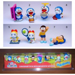 DORAEMON Rare BOXED SET 8 FIGURES Display KINDER FERRERO Italy ORIGINAL