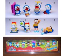 DORAEMON Rare BOXED SET 8 FIGURES Display KINDER FERRERO Italy ORIGINAL