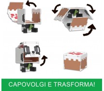 MINECRAFT PANDA CAKE Flippin' Figs Figures Collection 2 in 1 9cm Pixelated Design MATTEL HTL48