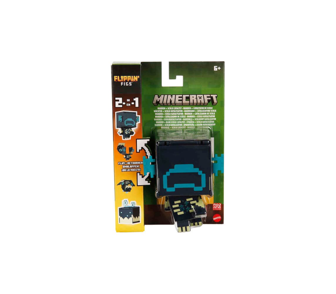 MINECRAFT Flippin' Figs WARDEN SCULK CATALYST Figures Collection 2 in 1 9cm Pixelated Design MATTEL HTL43