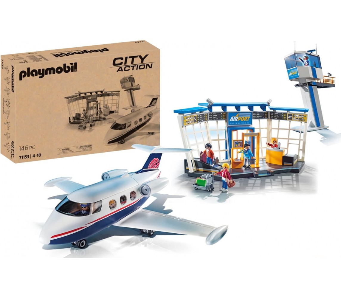 PLAYMOBIL PLANE AIRPORT with FLIGHTS TOWER Original PLAYMOBIL 71153