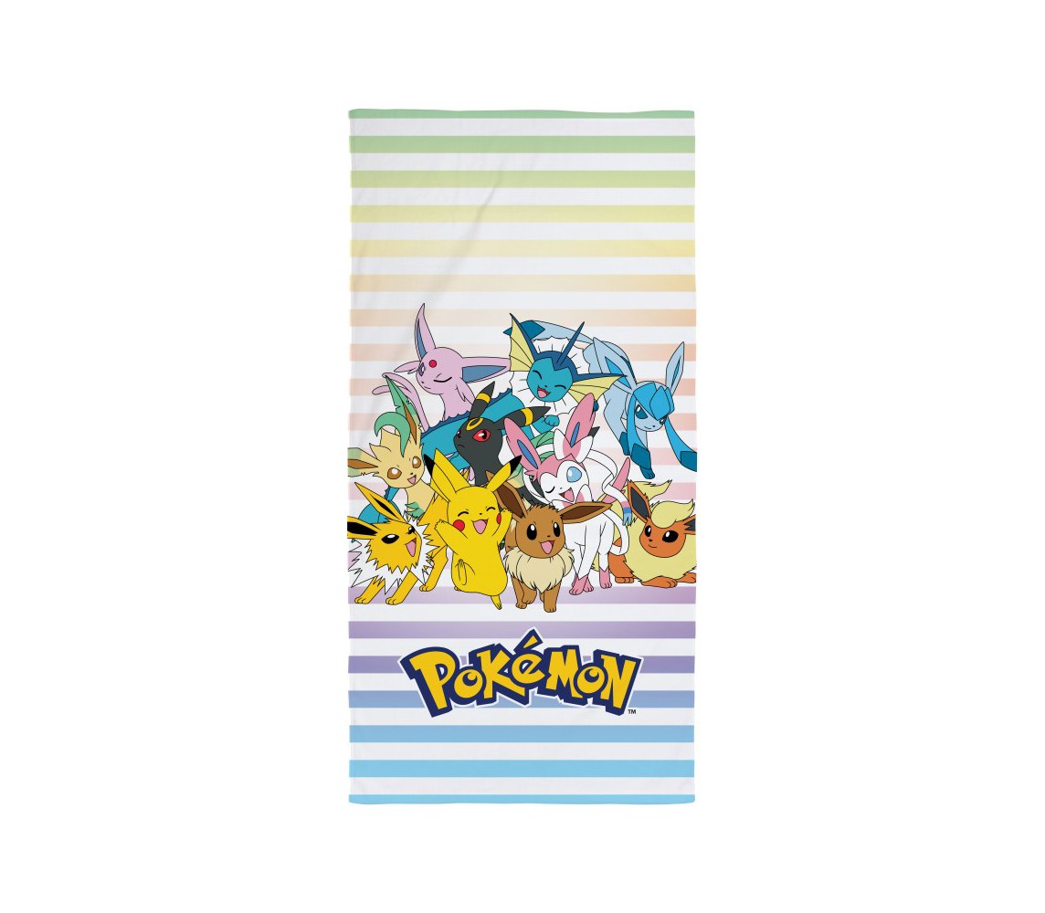 POKEMON PIKACHU and FRIENDS Beach Big Towel 70x140cm Cotton ORIGINAL Official
