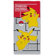 POKEMON PIKACHU 025 Asciugamano Grande TELO MARE Spiaggia 70x140cm ORIGINALE Ufficiale HALANTEX