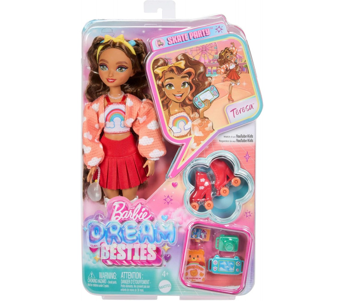 BARBIE DREAM BESTIES Doll Playset with Barbie Doll TERESA SKATE PARTY30cm Original Mattel HYC24