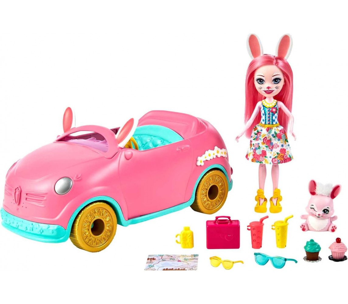 ENCHANTIMALS BUNNYMOBILE Auto 26cm Moda Playset bambola e accessori MATTEL HCF85